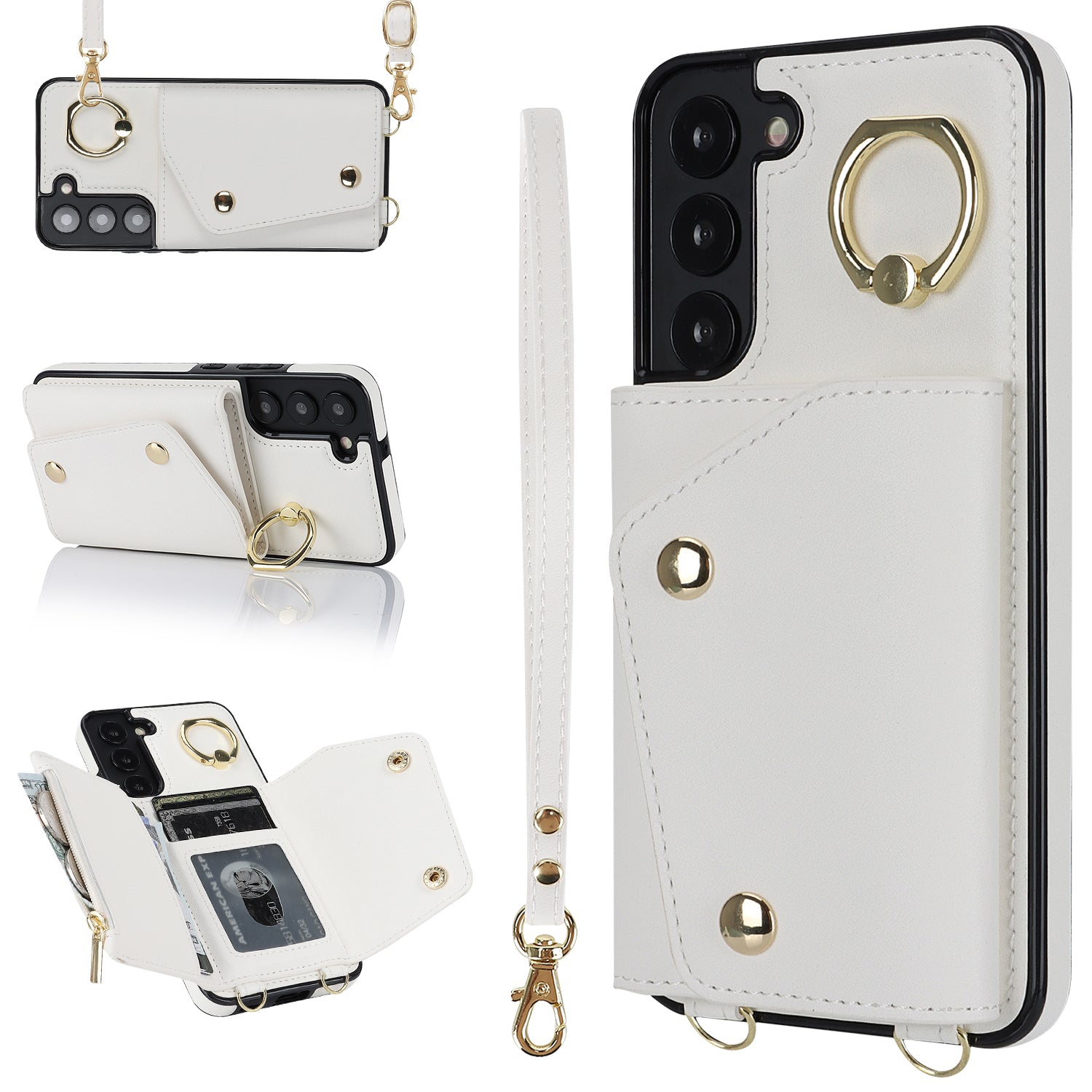 For Samsung Galaxy S22 5G Zipper Wallet Phone Cover Rotary Ring Kickstand PU Leather Coated TPU Case For Samsung Galaxy S22 5G Zipper Wallet Phone Cover Rotary Ring Kickstand PU Leather Coated TPU Case